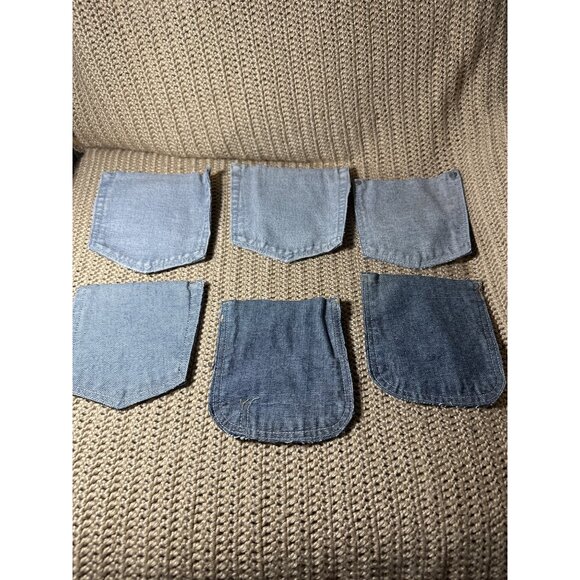 Vintage Denim Jean Pockets Lot Of 16 For Crafting & Sewing Projects Asst Shades - Picture 7 of 7